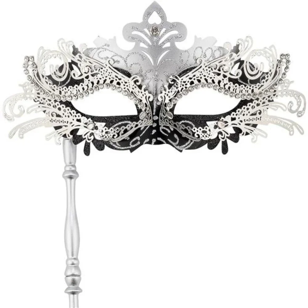 Masquerade Mask with Stick, Mardi Gras Deecorations Venetian Masks